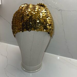 Vintage 1970s Gold Sequin Slouchy Beret Hat Disco Carrie Sex and the City SATC 🪩
